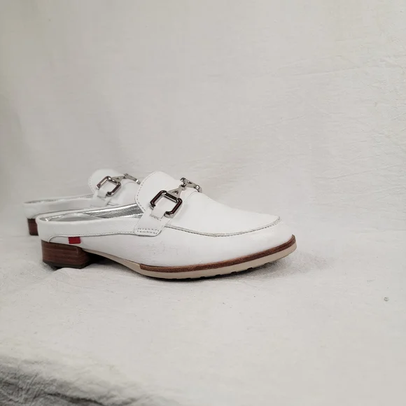 Marc Joseph New York Park Ave Mule White Leather Loafer Slide Silver Bit Size 6 - Picture 5 of 14